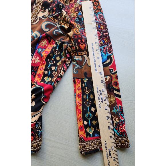 TOP-JACKET-JOAN RIVERS-Brown-Blue-Red-3/4 Length Sleeves-Size X-SMALL - Picture 16 of 16